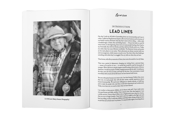 Book called 'Love & Rules' by Lee McLean, sample interior spread with one photo page on the left and Introduction text on the right